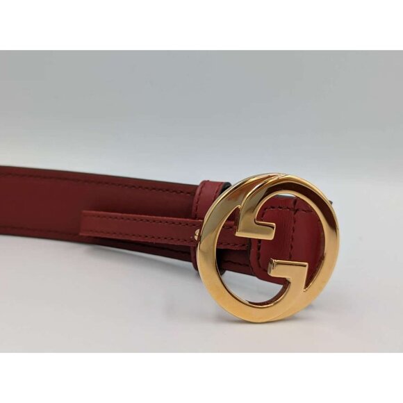 Gucci Women’s Ciny Lux Calfskin W3cm Belt Blondie Red 110cm 690557